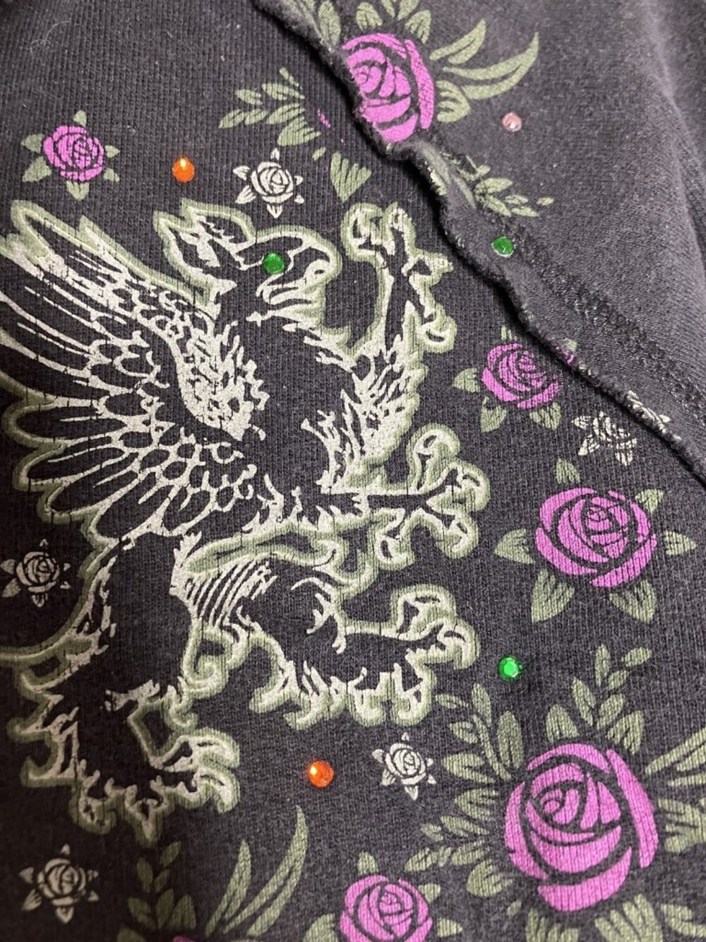Hard Rock Cafe London Full Zip Hoodie Women's Large Black Skull Rose Y2K - Picture 6 of 13